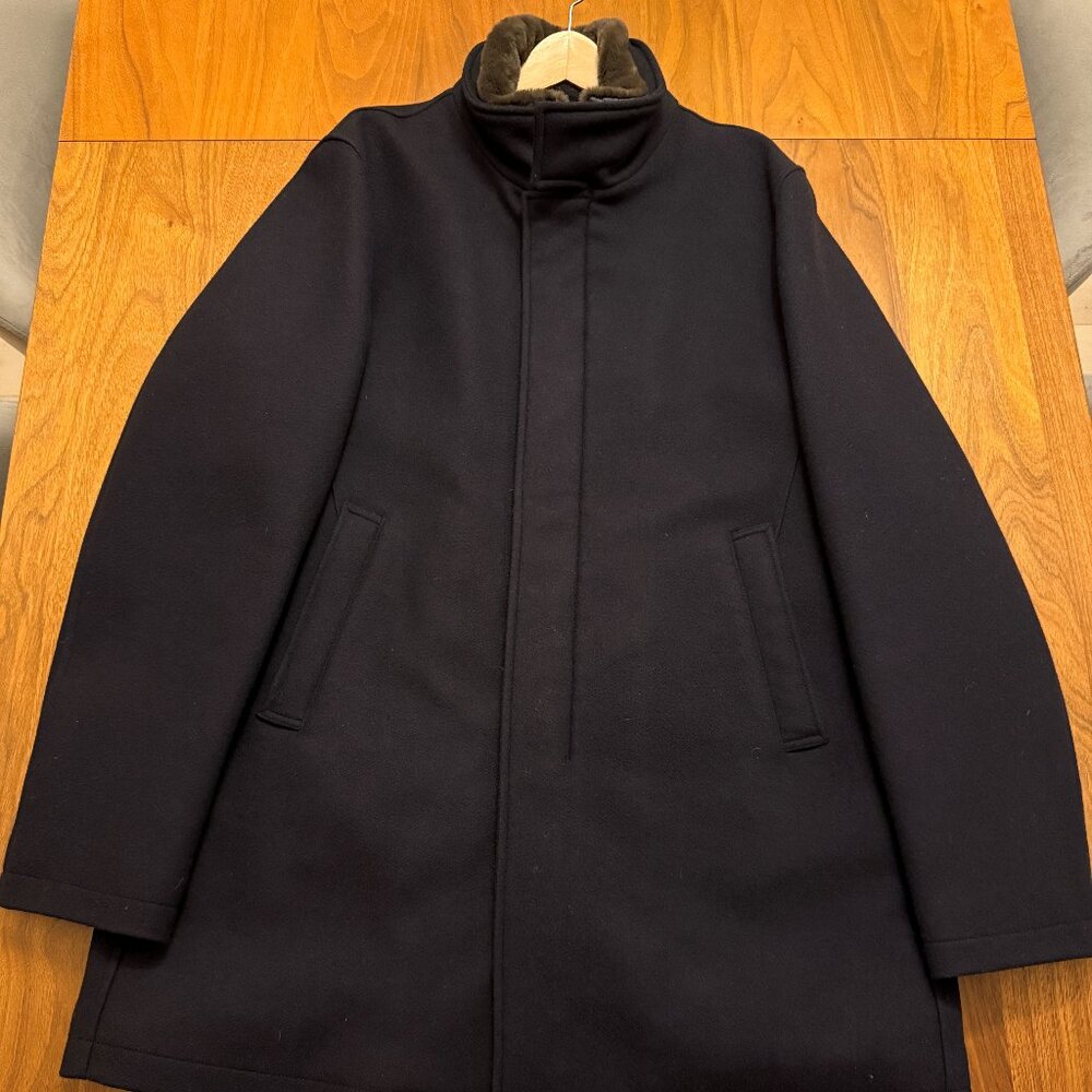 Herno Wool Car Coat Twill w/ Faux Fur - 56R